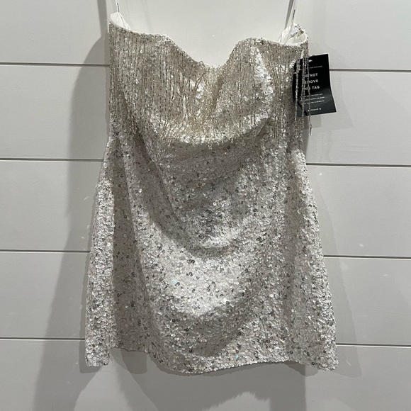 NWT Retrofete white sequin fringe Cassandra mini dress - Picture 7 of 12